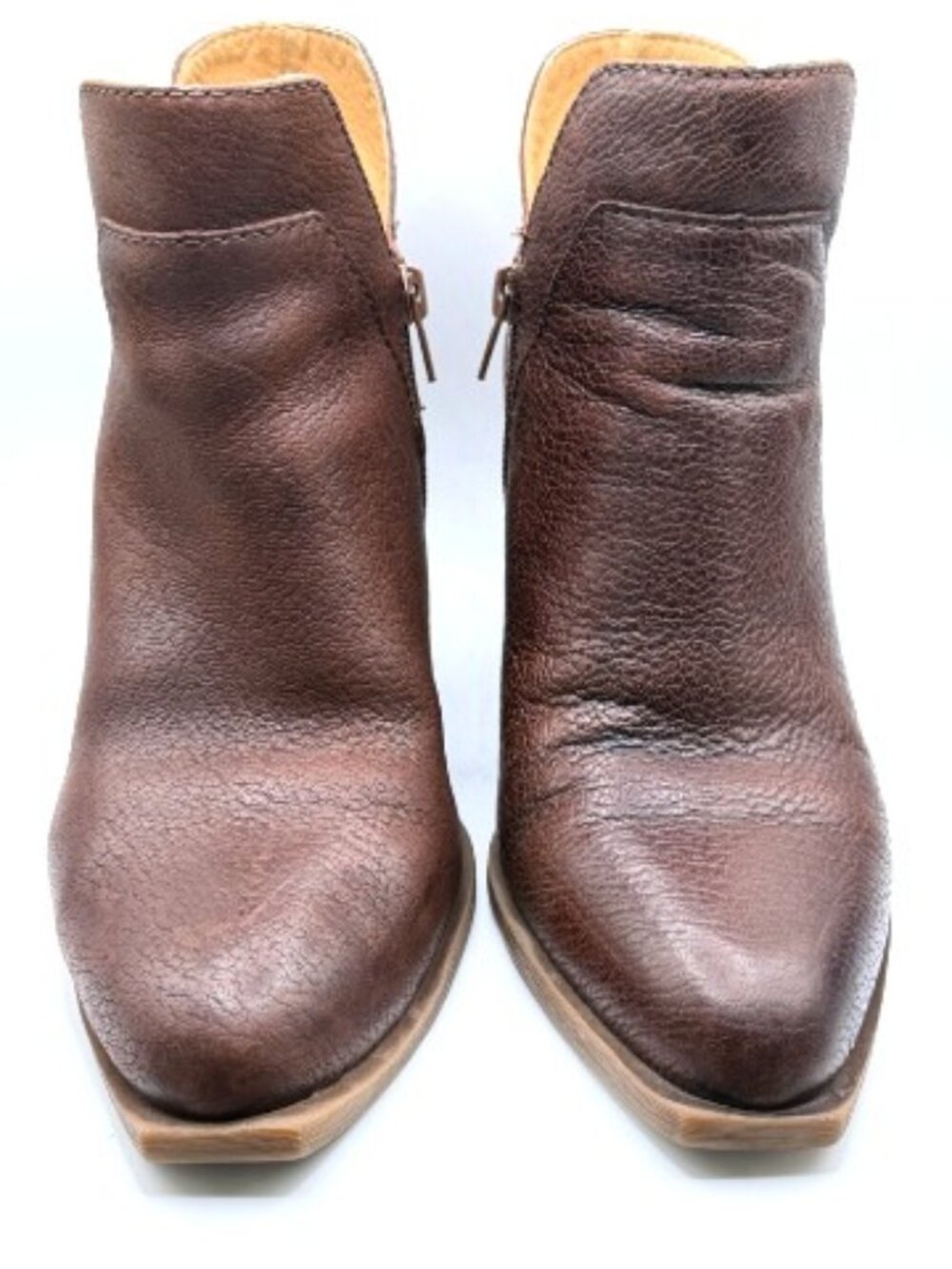 Crown Vintage Stavie Leather Ankle Booties Brown Western Heel 7M